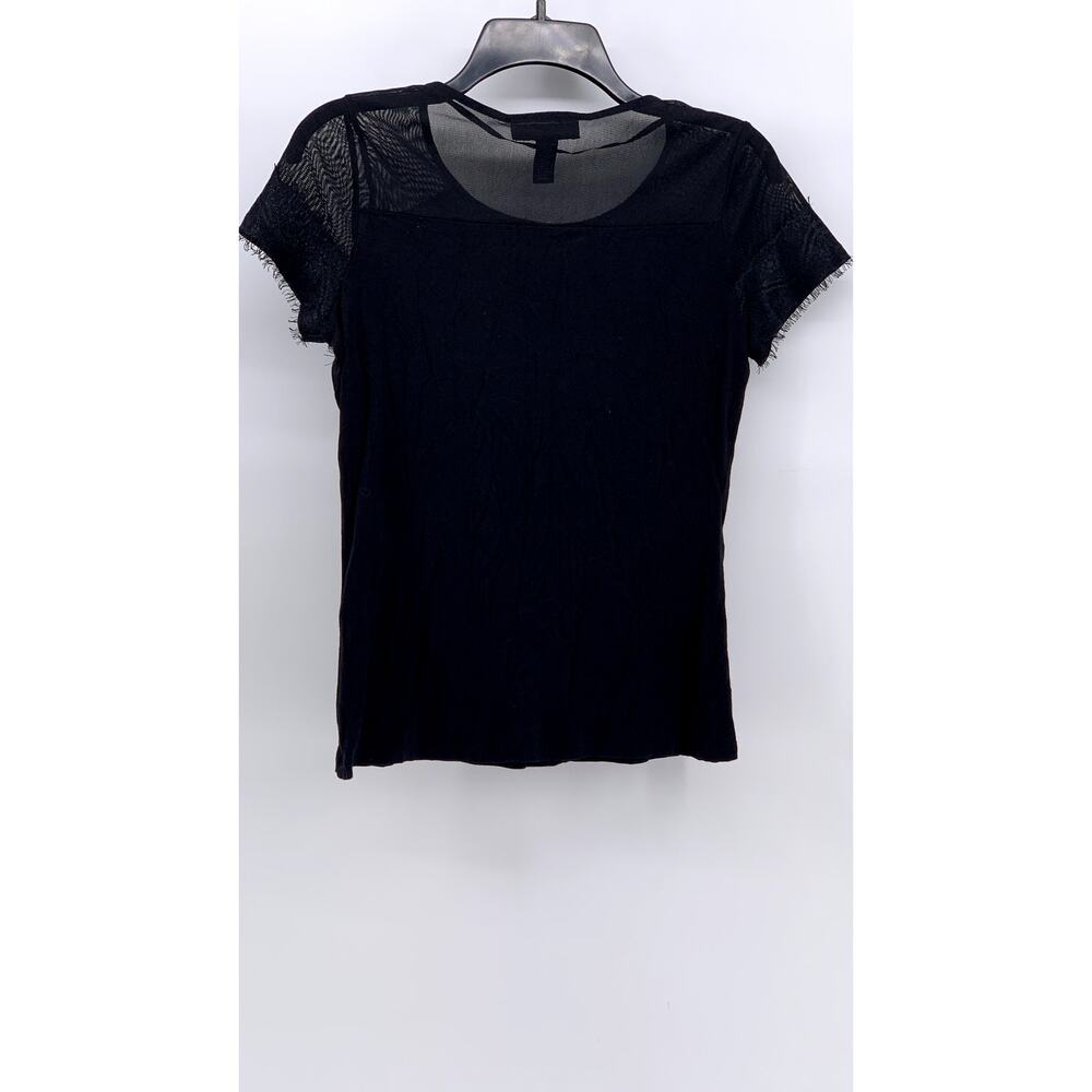 INC INTERNATIONAL CONCEPTS Women's Black Mesh Lace Short Sleeve Top SZ S